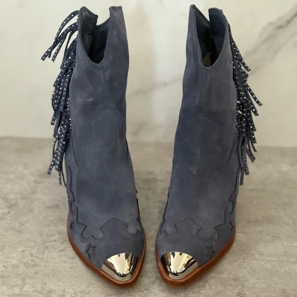 Aldo x Tezza Desert Star Suede Western Ankle Boots - Picture 5 of 8